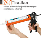 Bates- Caulking Gun, 24:1 High Thrust Ratio, Orange, Caulking Tool Gun, Heavy Duty Caulk Gun No Drip Caulk Gun, Hand Caulking Guns, Silicone Gun, Caulking Gun Tool, Caulk Guns, Caulking Gun Dripless