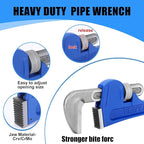 Gisafai 48" Straight Heavy Duty Pipe Wrench Set Plumber Adjustable Water Alloy Steel Grip Plumber's Wrench Plumbing Tools, Blue