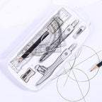 Math Geometry Kit Sets 10 Piece Student Supplies with Shatterproof Storage Box,Includes Rulers,Protractor,Compass,Eraser,Pencil Sharpener,Lead Refills,Pencil,for Drafting and Drawings（Grey）
