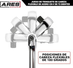 ARES 42040 - Flex Head Ratchet Set - 4-Piece 72-Tooth Ratchets - Premium Chrome Vanadium Steel Construction & Chrome Plated Finish - Quick Release Reversible Design with 5 Degree Swing
