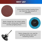 75Pcs 2 Inch Quick Change Sanding Discs Hardened Material Die Grinder Abrasive Set with 1/4" Roll Lock Holder Power Drill Accessories for Metal Wood Grinding Deburring Rust & Paint Removal