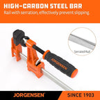 Jorgensen 2-Pack Steel Bar Clamp Set, 4-inch Light Duty, 300 Lbs Load Limit, for Woodworking