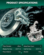 SCITOO 19B3897 Rear Right Disc Brake Caliper w/Bracket Fit For Jaguar For S-Type 2005-2008,For Jaguar For Vanden Plas 2005-2009,For Jaguar For XF 2009-2013,For Jaguar For XKR 2007-2009, Single Piston