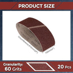 20 Pcs Sanding Belts 4 x 24 Inch 60 Grit Aluminum Oxide Abrasive Sandpaper for Belt Sander Metal Grinding Wood Working Weld Rust Removal
