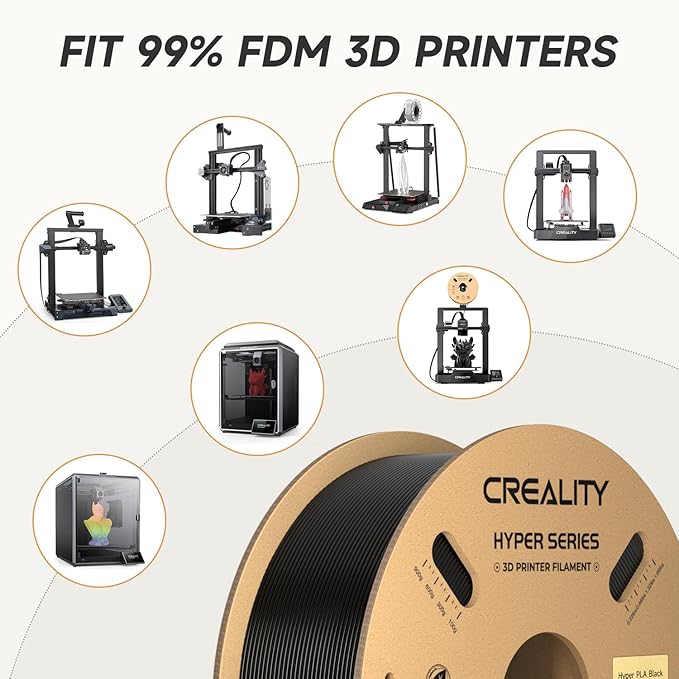 Creality Hyper PLA Filament 1.75mm Black & White 2KG, 30-600mm/s High Speed PLA 3D Printer Filament, 2 Pack 1kg Spool(2.2lbs) PLA, Dimensional Accuracy +/-0.02mm, Fit Most FDM 3D Printer