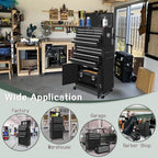 Tool Chest 13-Drawer with Double Door Handle,2 in 1 Detachable Rolling Tool Chests with Wheels and Drawers,Large Tool Box with Lock (Black)