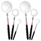 6Pcs Telescoping Mirror, Stainless Steel Extendable Inspection Mirror Telescoping, Telescoping Inspection Mirrors with Long Handle Tool for Technicians, Mechanics, Contractors (Black, Round)