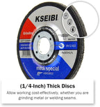 KSEIBI 651006 Grinding Wheels 10-Pack, Aluminum Oxide Discs for Metal & Stainless Steel, 4-1/2" x 1/4" x 7/8", Aggressive Grinding for Angle Grinders, Depressed Center Design
