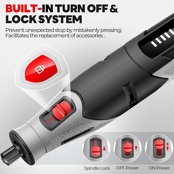 Cordless 4V Rotary Tool Kit, PHALANX Rotary Tools 80 PCS Accessories 4000mAh Li-Ion Battery, Type-C Charging 9 Speed Engraving Tool for Wood Cutting Sanding Crafts Carving Resin Polishing