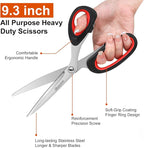 iBayam Scissors All Purpose, 9.3 Inch Scissors Heavy Duty Stainless Steel Shears for Home Household Cutting Fabric Leather, Sewing Shears, Paper Box Cutter, Package Opener, Hand Cutting Tools