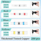 Heat Shrink Solder Seal Connectors Kit 200PCS - Waterproof Electrical Terminals, Solder Sleeve Wire Connectors for Marine Automotive Boat Truck Motorcycle (16-14 to 22-18 AWG, Weatherproof, Insulated)