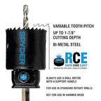 Spyder 11-Piece Bi-Metal Hole Saw Kit, 7 Hole Saws, Hex8 and Hex10 HSS Pilot Bits, and Hex8 and Hex10 Arbors, Rapid Core Eject Arbor System