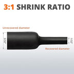 Wirefy 3/32" Heat Shrink Tubing - 3:1 Ratio - Adhesive Lined - a resistant Heat Shrink - Black - 50 Feet Roll