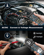 Clamp Meter DURFICST Digital Inrush Clamp Multimeter AC/DC 600A 6000 Counts Amp Voltage Tester with VFD, LOZ Mode，Measures AC/DC Current Voltage NCV Temperature Resistance Capacitance Frequency