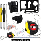 72 Pcs Mini Tape Screwdriver Keychain Set Christmas Men Gifts Bulk Adult Party Favors Multitool Pen Card Tool Measuring Keychains Stocking Christmas Stuffers for Men Dad (Yellow,Black)