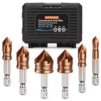 Countersink Drill Bit Set, M35 Cobalt HSS Countersink Drill Bits 6 Pieces 1/4 Inch Quick Change Hex Shank for Metal, Wood, Stainless Steel, Carbon Steel