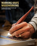 RAVS Double Bevel Striking Marking Knife Woodworking and Leather Sheath, Premium Rosewood Handle Scribing Knife with High Carbon Steel Blade for All Sorts of Wood
