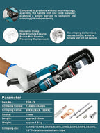 Hand Operated Hydraulic Crimping Tool Range 12 AWG-2/0 AWG for Cable lugs Hydraulic Crimping Crimper Wire Terminal Lug Tool with 9 Pairs Dies