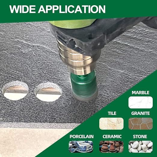 Diamond Core Drill Bit Kit - 6/8/10/20/25/28/35mm Triangle Shank+35mm Hex shank Beveling Chamfer Bit Tile Hole Saws for Dry Drilling Porcelain Ceramic Tile Granite Marble Stone