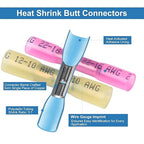 540PCS Heat Shrink Wire Connectors,Electrical Terminals Kit,Waterproof,Automotive Marine Electrical Terminals Kit,Ring Fork Hook Spade Butt Splices,Tinned Red Copper,22-16,22-16,22-16 (540pcs)