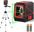 Laser Level, 100 feet 360 Self Leveling Green Cross Line lazer leveler tool with Tripod & Battery - for Picture Hanging, Construction, and DIY Home Improvement - IP54 Waterproof for Laser Measuring