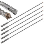 5pcs 7/32" X 8"-6" Cross-Type Double Thread Carbide Drill Bits for Concrete, Brick, Stone, Hammer Drill