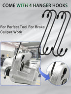 Brake Caliper Compression Tool with 4pcs Caliper Hanger, 360° Rotating Ratchet Brake Tools for Disc Brake Pad Spreader for Single/Twin/Quad Piston Calipers, Steel Plates Range from 1.4"-2.75"