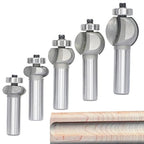 5Pcs Edging Fluting Bits Set,1/2" Shank, Concave Sunk Bead Router Bits Radius R4mm,R5mm,R5mm,R11.3mm,and R13.6mm,Bearing Guided Decorative Edge Bits for Wood Profiling,Molding
