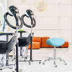 Saddle Stool Rolling Ergonomic Swivel Chair for Esthetician Massage Clinic Kitchen Tattoo Salon Cutting,Adjustable Hydraulic Posture Stool with Wheels (Without Backrest, Cyan)