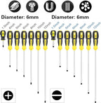 Magnetic long Screwdriver Set 14 PCS,7 Phillips and 7 Flat Head Precision Screwdriver,Professional Cushion Grip and Non-Slip for Repair Home Improvement Craft