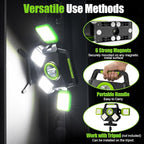 SYLSTAR 55W Rechargeable Work Light, 5000LM Magnetic Work Light, Foldable&360° Rotatable Led Work Light with 6 Light Modes, Portable Work Lights for Mechanic Jobsite Workshop Car Repairing