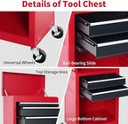 Rolling Tool Chest, 3-in-1 Detachable Metal Tool Box with Wheels & Drawers, High Capacity Toolbox Organization Sliding Drawers Garage Storage Box Cabinet Tools Cart for Warehouse Workshop