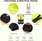 TICONN Reflective Safety Vest High Visibility Class II Mesh Vest for Women & Men Meets ANSI Standards