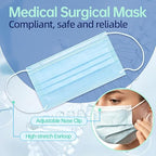 Jointown Disposable Face Masks, ASTM Level 2 Surgical Mask with 3 Ply Protection & Elastic Earloop, 50 Pack Blue