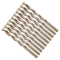 Drill Bit, #3 Cutting Diameter, 4341 HSS Gold Finish 135° Cutting Angle Number Jobber Bits - (Applications: for Drilling Soft Metal Plastic Wood), 10-Pieces