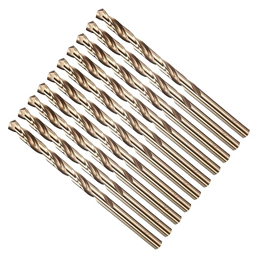 Drill Bit, #3 Cutting Diameter, 4341 HSS Gold Finish 135° Cutting Angle Number Jobber Bits - (Applications: for Drilling Soft Metal Plastic Wood), 10-Pieces
