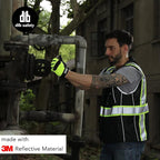 Dib Safety Vest Reflective Black Mesh, High Visibility Vest with Pockets and Zipper, Heavy Duty Vest Made with 3M Reflective Tape 4XL
