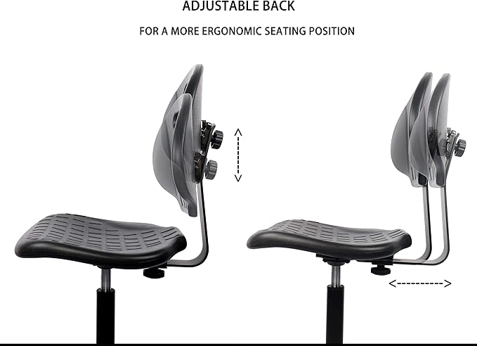 Chair Master (Medium Bench Stool, Glides Easy to Clean! Ergonomic Polyurethane Stool. Seat Height Range 18"-26". Adjustable Footring. for Home Office Lab Workstation