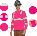 AYKRM Safety T Shirt Reflective High Visibility hi vis Long Sleeve T Shirt (XS-6XL)