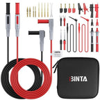 BINTA 28PCS Silicone Multimeter Leads Kit with Replaceable Gold-Plated Test Probes 4PCS Alligator Clips Test Hook Storage Bag, Multimeter Test Leads Kit for Industrial Car Electrical Testing Home