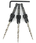 FTG USA Adjustable Wood Countersink Drill Bit Set 3 Pc #10 (3/16") with Tapered Drill Bits for Woodworking