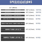 Heat Shrink Tubing Kit - Sopoby 3:1 Ratio Adhesive Lined, Marine Grade Automotive Industrial Shrink Wrap - Black 360 PCS