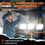 21000 Lumen Work Lights with Stand, 3 Adjustable Head LED Work Light, with Adjustable and Foldable Tripod Stand, Waterproof Lamp with Individual Switch with 6500 Kelvin Color Temperature