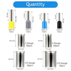 440 Pieces Wire Ferrules Kits Ferrules Wire Ends Terminals Crimp Terminal Connector Sleeves AWG (2/0 1/0 2 4 10 12 14 16)