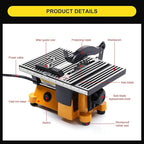 Electric Table Saw Cutter, Small Cutting Machine with Scaled Plate, Portable Woodworking Table Saw for DIY Handmade Wooden Model Crafts, Plastic, Wood, Glass, Stone