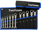 2-Pieces Wrench Roll Up Pouch, Heavy Duty Canvas Tool Bag Tool Organizer Bag 14pockets Metric+ 10pockets SAE (Not Including Wrench)