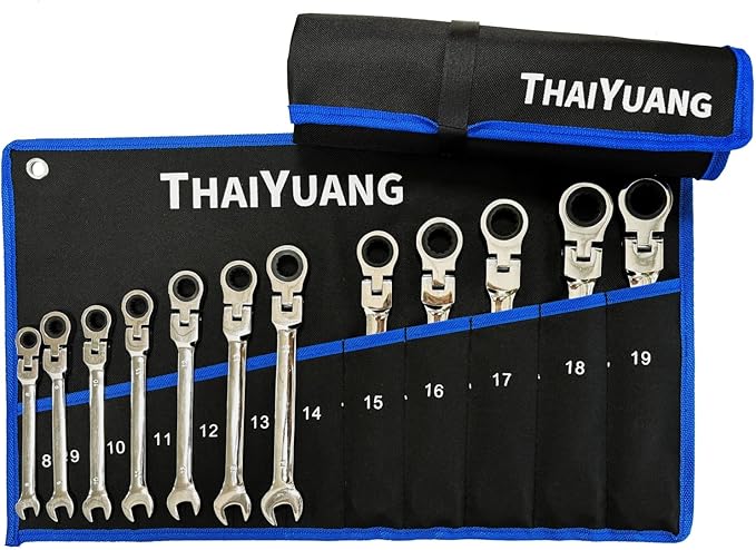 2 Piece Tools Wrench Roll Up Pouch - Wrench Organizer Roll & Wrench Storage Pouch With SAE & Metric Labels (14 pockets+10 pockets)