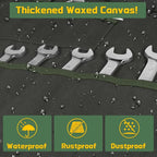 Heavy-Duty 32-Pocket Wrench Roll-Up Organizer - Made with 16 oz. Waxed Canvas, Fits Metric & SAE Wrenches, Perfect for Mechanics, DIYers, and Tool Storage (Army Green)