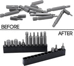 Kigley 20 Pcs 12 Holes Hex Shank Bit Holder Screwdriver Head Drill Bit Organizer Plastic Storage Case Fit for 1/4 Inch Hex Shank (Black)