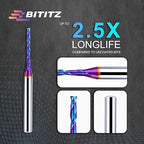 2PCS Upcut Spiral Router Bit 1/4 Inch Shank 1/8 Inch Cutting Diameter 1 inch Cutting Length with Extra Long Life Coating CNC Router Bits End Mill for Wood Cutting, Slot Mortise, Engraving